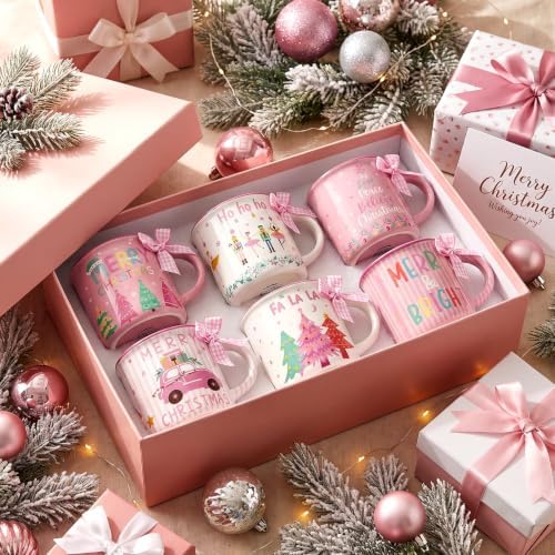 6 Pcs Pink Christmas Mugs Bulk 10 oz Nutcracker Ceramic Mugs Gifts - Image 2