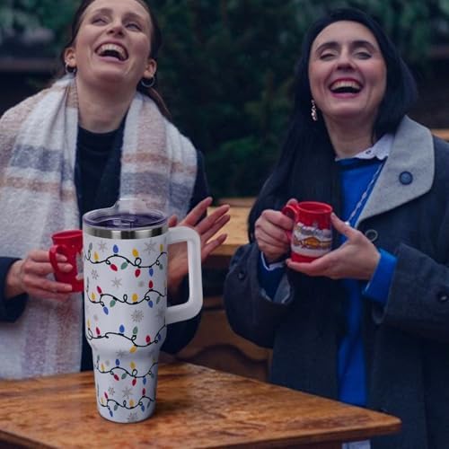Christmas Tumbler 40 oz, Cute Holiday Drinking Cup, Stainless Steel Travel Mug with Handle and Straw Lid - Image 2