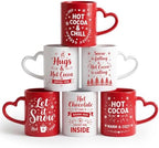 Christmas Coffee Mugs with Heart Handles, 6 Pack 10 Oz Cups by Pickmesh