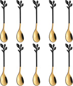 AnSaw Small Coffee Spoon Holder Set, 4.7" Mini Leaf Dessert Spoon, Stainless - Image 4