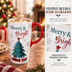 Topadorn Christmas Tree Ceramic Travel Mug with Lid, 17 oz Tall coffee Cup - Image 5