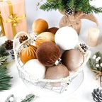 Gold Velvet Christmas Tree Ornaments - 15pcs Shatterproof Christmas Balls for Xmas Trees Decorations - Multicolor Brown Gold Neutral Beige, 80mm 3.15inch - Image 2