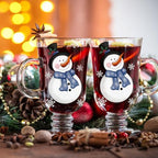 Sliner 6 Pcs Glass Coffee Mugs, Snowman Irish Mugs with Handle - Image 5