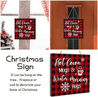 Blulu Christmas Wooden Hanging Sign Winter Coffee Bar Wall Decor, Plaid - Image 5