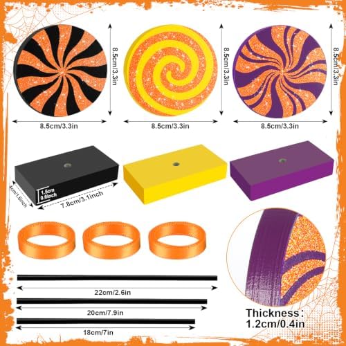 3 PCS Halloween Table Decorations Cute Wooden Candy Sign Set,Shiny - Image 4