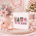 Pink Christmas Decor, Pink Christmas Bathroom Decor, Girly Decoration, Wooden Box Sign Winter Latte Santa Presents Tree Coffee Home Bedroom Desk Decoration - Image 3