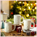 Baderke Christmas Mugs Set of 6 Ceramic White Sweater Design 13.5 oz - Image 3