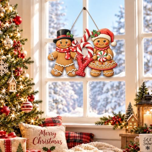 Gingerbread Christmas Decorations Joy Gingerbread Boy Girl Sign - Image 6