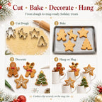 Crethinkaty 4 Pcs Christmas Stainless Steel Hanging Cup Cookie Cutter Over the Edge Mug Rim Biscuit Mould DIY Cake Decoration - Image 6