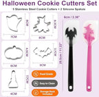Halloween Cookie Cutters Set, 7pcs Metal Cookie Cutter Shapes & 11"Spatulas - Image 6