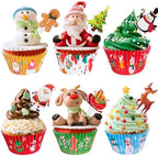 Christmas Cupcake Liners with Toppers Picks, Standard Wrappers Cupcake Disposable Baking Cups Muffin Liners for Xmas Holiday Party Favors, Party Decorations for Christmas Baking Supplies - Image 3