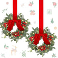 Syhood 2 Pcs 9 Inch Lighted Small Christmas Wreaths for Kitchen Cabinet by Syhood
