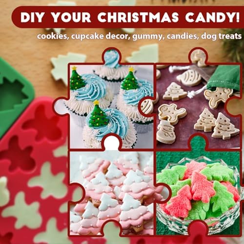 Christmas Mini Candy Molds with Xmas Tree and Gingerbread Man Shaped, 152 Cavity Non-Stick Food Grade DIY Handmade Set for Gummy Jelly Dog Treat Wax Melt Gifts Baking Supplies - Image 6