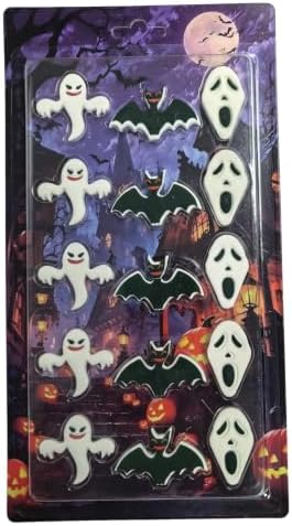 Halloween Cakes Decorations 15pcs Edible Ghost Bat Face Shaped Hard Sugar Icing Decorations Cupcake Toppers for Baking Cookie Ice Cream Candy Decoration - Image 5