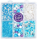 Winter Frozen Snowflake Sprinkles for Cake Decorating 5 oz, Christmas & Holiday Blue and White Sprinkles Edible Jimmies Nonpareils and Sanding Sugar for Cookies, Baking, Cakes, Cupcakes Desserts Decorating by Kercky