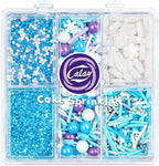 Winter Frozen Snowflake Sprinkles for Cake Decorating 5 oz, Christmas & Holiday Blue and White Sprinkles Edible Jimmies Nonpareils and Sanding Sugar for Cookies, Baking, Cakes, Cupcakes Desserts Decorating by Kercky
