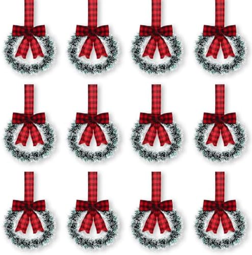 Retrowavy 12 Pcs Small Christmas Kitchen Cabinet Wreaths with Ribbon by Retrowavy