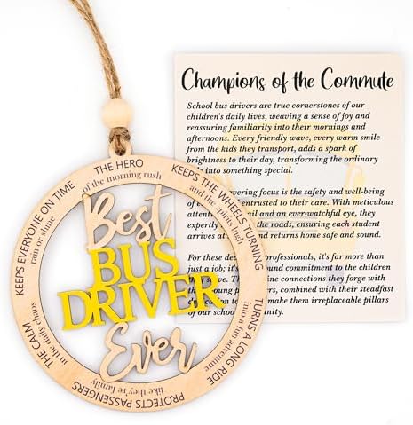 Bus Driver Gifts - Bus Driver Appreciation Gifts with Card - Thank You Gift for Back to School/College - First Day of School - End of Year or Retirement - Car, Window, Tree Hanging for Ornament by Rusaten