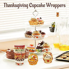 SANNIX 450pcs Thanksgiving Cupcake Liners, Turkey Maple Leaf Gnome 9 Design - Image 5