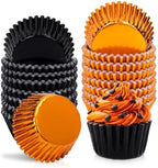 JarThenaAMCS 200Pcs Halloween Cupcake Liners Black Orange Foil Metallic Baking Cups Muffin Wrappers for Halloween Party Supplies by JarThenaAMCS