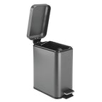 mDesign Small Modern 1.3 Gallon Rectangle Metal Lidded Step Trash Can, Compact - Image 7