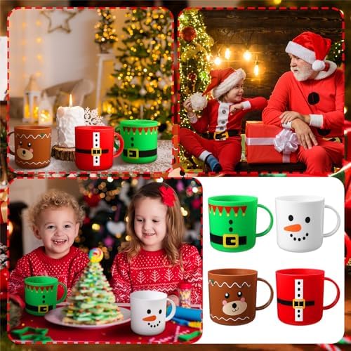 Yaomiao 24 Pcs Christmas Plastic Mugs Classic 7 oz Holiday Party Cups Set - Image 4