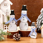 Suzile 3 Pcs Christmas Snowman Decoration Rustic Wooden Winter Indoor Decor - Image 2