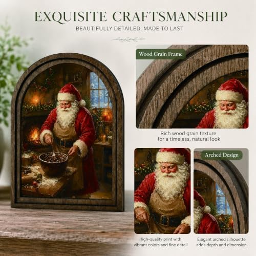 Santa Baking Arched Table Sign, Christmas Farmhouse Kitchen Decor - Image 4