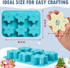 HKNMTT Snowflake Christmas Silicone Mold 12 Cavity for Holiday Soap Chocolate Cocoa Bomb Ice Candy Oreo Covered Jello Xmas Winter Wax, Oven Safe Baking Frozen Food Grade Moulds DIY Candle Craft Set - Image 2
