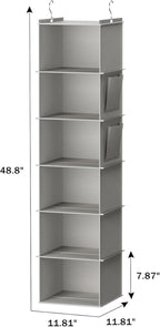 YOUDENOVA Hanging Closet Organizer and Storage, 6-Shelf Closet Hanging Storage - Image 3