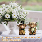 2 Pack Resin Highland Cow Figurine Decor, Wedding Theme Gifts - Image 2