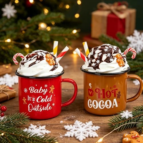 2 PCS Hot Cocoa Tiered Tray Mug Decor Set with Faux Whipped - Image 3
