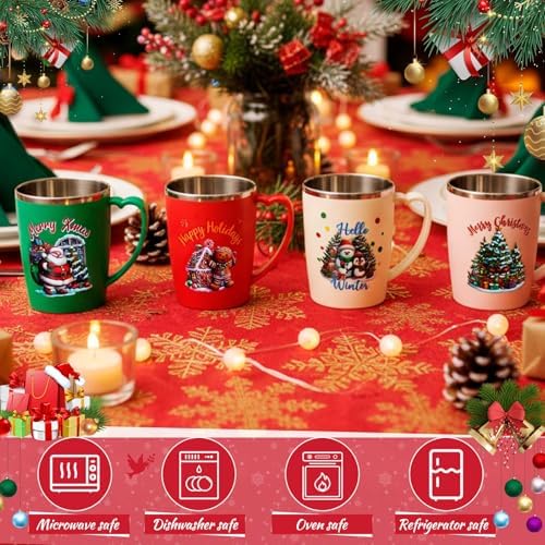 Maxcheck 6 Pcs Christmas Coffee Mugs 16 Oz Insulated Stainless Steel Cups - Image 5