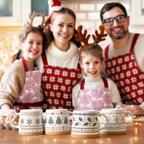 Homlouue Christmas Mugs Set of 4, Merry Christmas Mugs, Holiday Mug, Holiday Coffee Mugs, Xmas Gifts for Friends Family Coworker, 14 Oz - Image 2