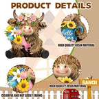 2 Pack Spring Highland Cow Figurine Decor, Spring Table Decor - Image 4