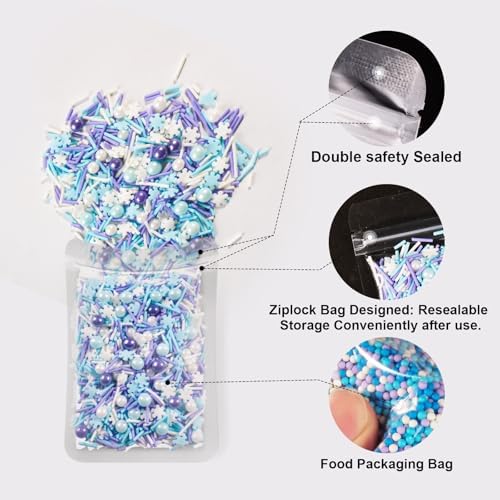 Frozen Sprinkles, Blue Purple Winter Snowflake Sprinkles for Cakes, 180g - Image 6