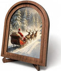 Santa Sleigh Forest Arched Table Sign, Rustic Christmas Decor by HPCHENG