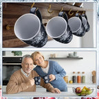 Bokon 4 Pcs Snowflake Ceramic Mug Gifts Set 12 oz Dark Blue - Image 5