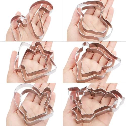 MrCookie Large Christmas Cookie Cutters Set,6 Festive Shapes with 2 Sizes - Image 2