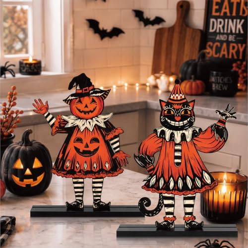 3 Pcs Halloween Decorations Indoor, Wooden Vintage Halloween Kitchen Decor - Image 6