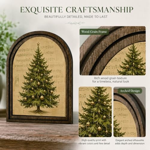 Christmas Tree Sheet Music Arched Table Sign, Farmhouse Shelf Decor - Image 4