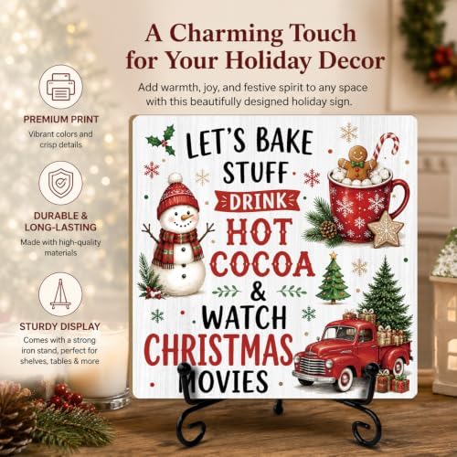 Christmas Wooden Signs Xmas Decor Wood Plaque with Support Stand - Image 3