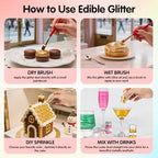Edible Black Glitter,Cake Decorating,Cupcakes Topper,Black Shimmer Powder - Image 6