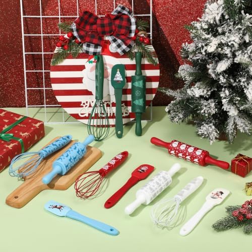 Christmas Spatula Whisk Rolling Pin, 12 Pcs, Colorful - Image 4
