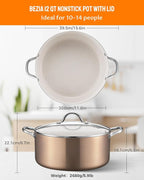 BEZIA Large 12 Quart Nonstick Cooking Pot - Image 2