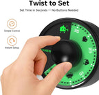 60-Minute Visual Timer, Twist to Set, Loud Battery-Powered Alarm, Minimalist - Image 2