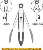 HINMAY Mini Tongs with Silicone Tips 7-Inch Kitchen Tongs - Image 3
