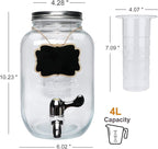1-Gallon Glass Beverage Dispenser, Accguan Drink Dispenser - Image 2