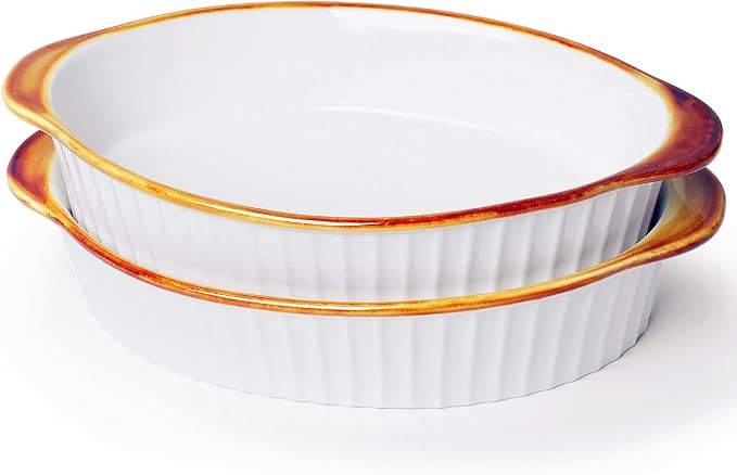 LEETOYI Porcelain Small Oval Au Gratin Pans, Baking Dish Set by LEETOYI