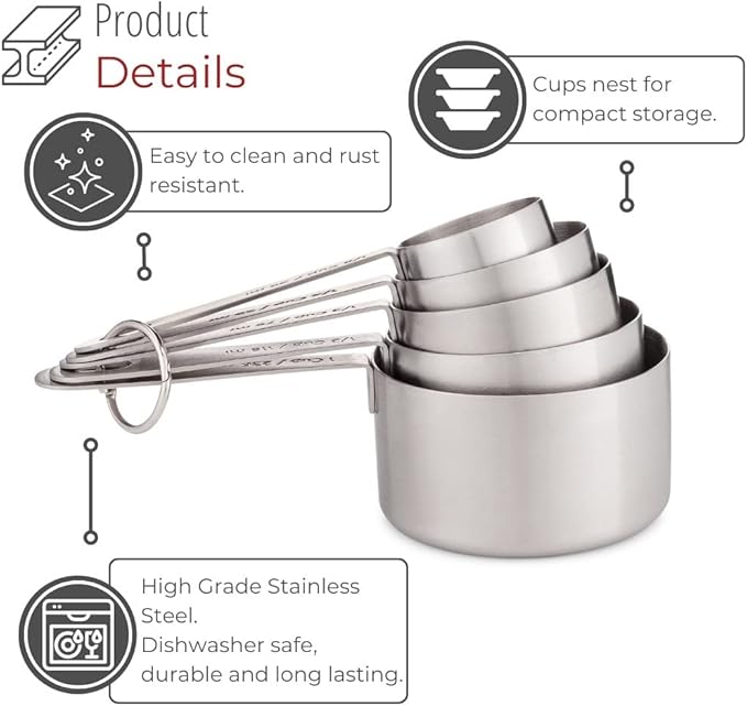 husMait Stainless Steel Measuring Cups & Spoons - Image 4